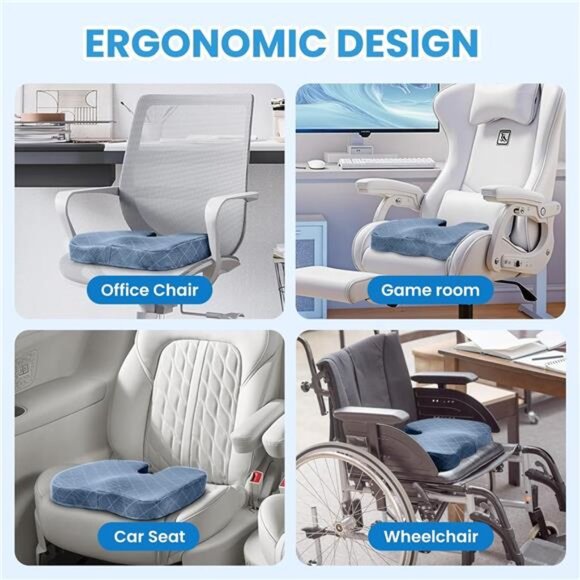 Memory Foam Seat Cushion Tailbone Pain Relief Office Chair Car Wheelchair Pillow - Picture 5 of 7